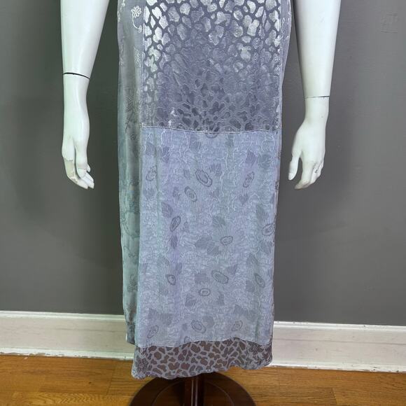 Citron Santa Monica dress small long silver metallic India damask laganlook - Picture 4 of 13